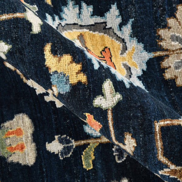 AMER Rugs Antiquity  ANQ-16 Hand-Knotted Handmade Raw Handspun New Zealand Wool Classic Persian Rug Navy Blue 9' x 12'