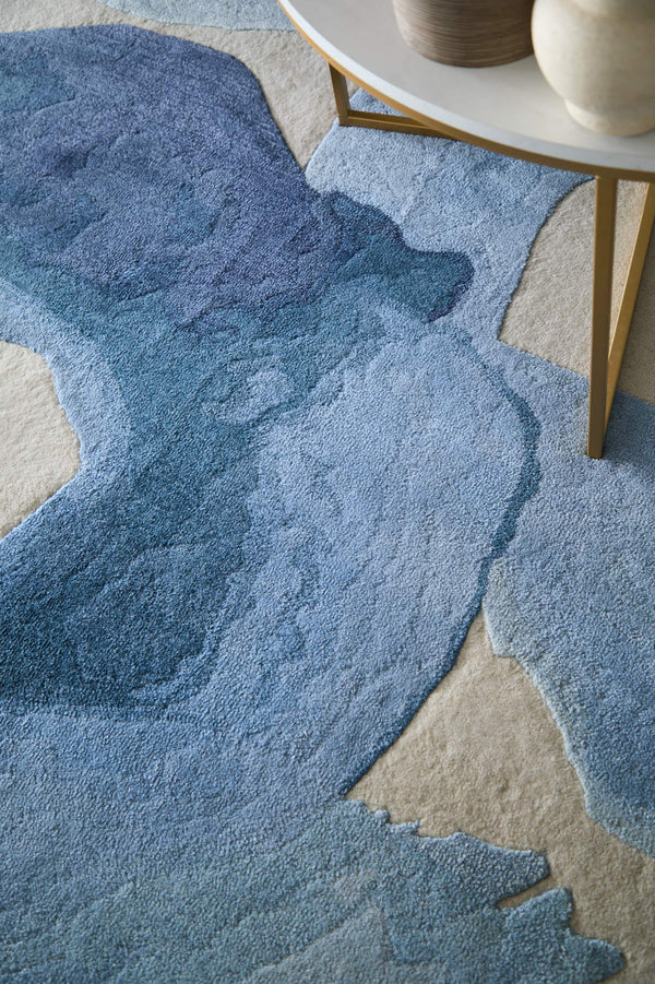 Feizy Rugs Anya Hand-Tufted Wool Viscose Abstract Area Rug Watercolor Blue Ivory Large Room ANY8887FBLU000J00