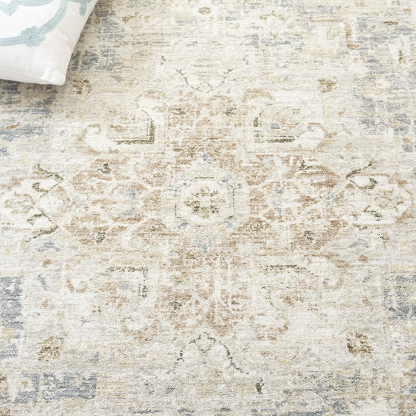 Safavieh April Exquisite Area Rug - Elegant Turkish Design With Ornate Floral Pattern For Modern Homes Ivory ,Grey Polyester Apl218b-8