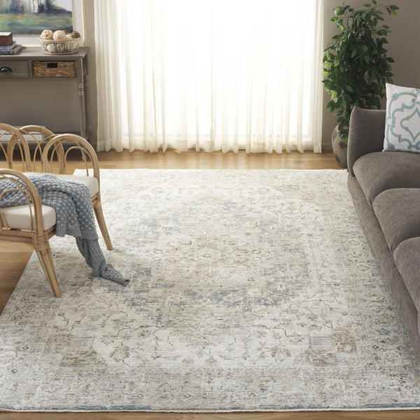 Safavieh April Exquisite Area Rug - Elegant Turkish Design With Ornate Floral Pattern For Modern Homes Ivory ,Grey Polyester Apl218b-8