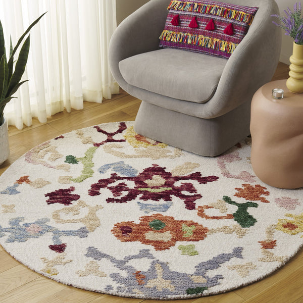 Safavieh Aspen Bohemian Charm Area Rug - Hand-tufted Wool And Cotton Blend For Luxurious Comfort & Style Ivory ,Red 85% Wool,15% Cotton Apn101a-6