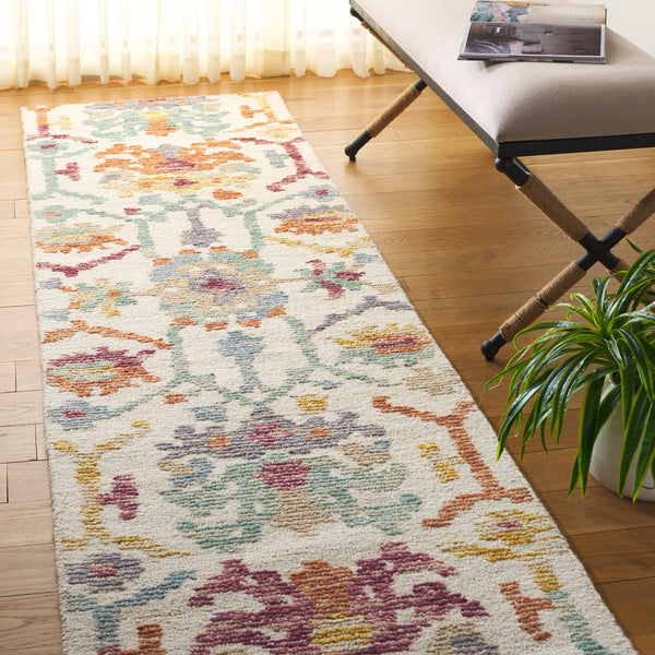 Safavieh Aspen Bohemian Style Runner Rug - Hand-tufted Elegance In Soft Wool & Cotton For Stunning Décor Ivory ,Green 85% Wool,15% Cotton Apn102a-29