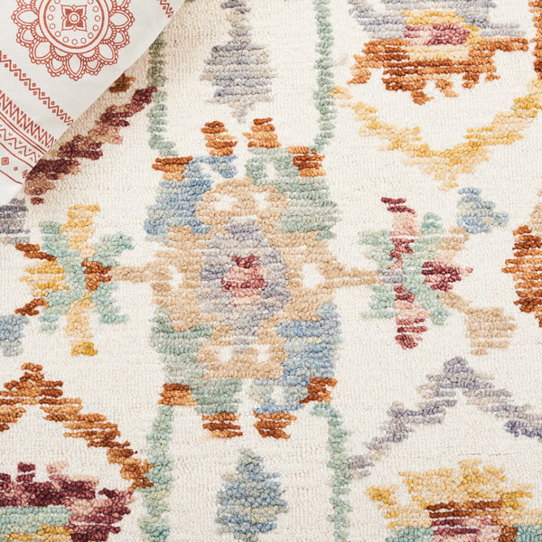 Safavieh Aspen Bohemian Style Runner Rug - Hand-tufted Elegance In Soft Wool & Cotton For Stunning Décor Ivory ,Green 85% Wool,15% Cotton Apn102a-5