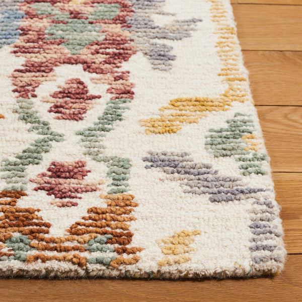 Safavieh Aspen Handcrafted Bohemian Area Rug - Luxurious Wool Blend For Elegant Home Décor And Comfort Ivory ,Green 85% Wool,15% Cotton Apn102a-3