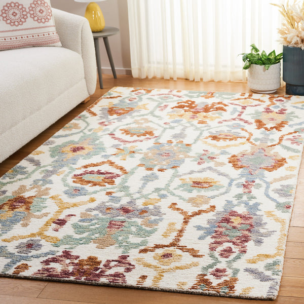 Safavieh Aspen Handcrafted Bohemian Area Rug - Luxurious Wool Blend For Elegant Home Décor And Comfort Ivory ,Green 85% Wool,15% Cotton Apn102a-3