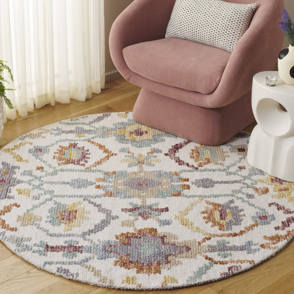 Safavieh Aspen Handcrafted Bohemian Area Rug - Luxurious Wool Blend For Elegant Home Décor And Comfort Ivory ,Green 85% Wool,15% Cotton Apn102a-3