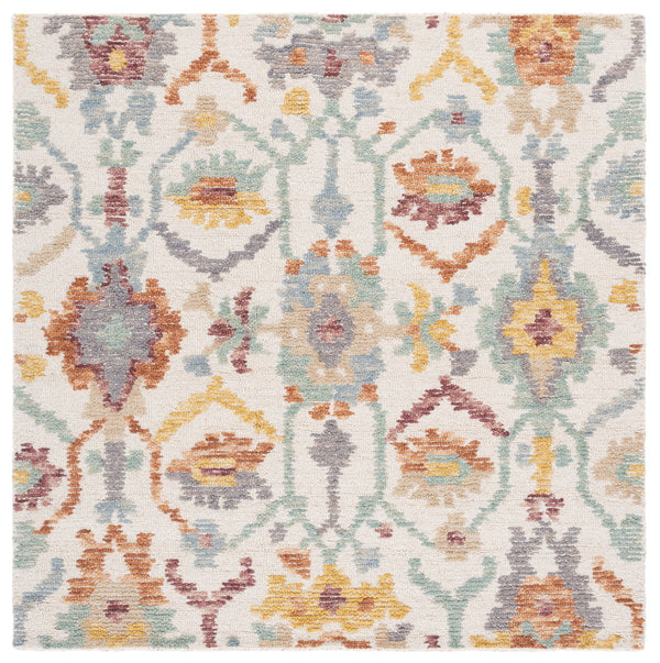 Safavieh Aspen Handcrafted Bohemian Area Rug - Luxurious Wool Blend For Elegant Home Décor And Comfort Ivory ,Green 85% Wool,15% Cotton Apn102a-3