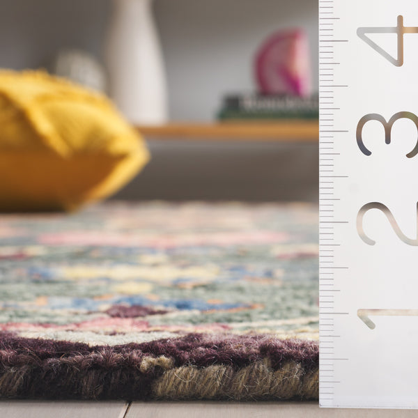 Safavieh Aspen Hand-tufted Runner Rug In Vibrant Teal And Pink – Elegant Floral & Geometric Design For Any Space Teal ,Pink 85% Wool,15% Cotton Apn103j-5sq