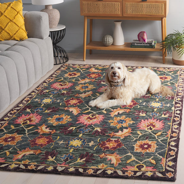 Safavieh Aspen Exquisite Hand-tufted Area Rug With Vibrant Patterns For Modern And Traditional Decor Teal ,Pink 85% Wool,15% Cotton Apn103j-5