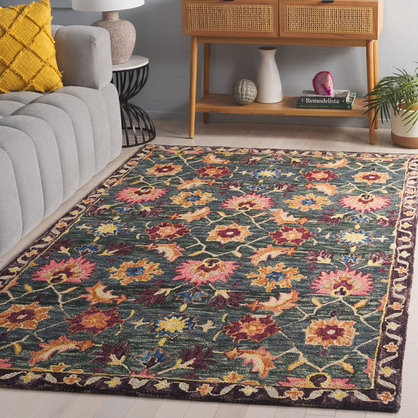 Safavieh Aspen Exquisite Hand-tufted Area Rug With Vibrant Patterns For Modern And Traditional Decor Teal ,Pink 85% Wool,15% Cotton Apn103j-5