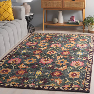 Safavieh Aspen Hand-tufted Runner Rug In Vibrant Teal And Pink – Elegant Floral & Geometric Design For Any Space Teal ,Pink 85% Wool,15% Cotton Apn103j-5sq