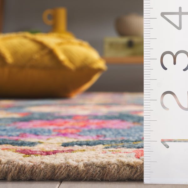 Safavieh Aspen Hand-tufted Runner Rug In Vibrant Teal And Pink – Elegant Floral & Geometric Design For Any Space Navy ,Red 85% Wool,15% Cotton Apn103n-6