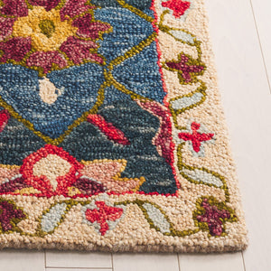 Safavieh Aspen Hand-tufted Runner Rug In Vibrant Teal And Pink – Elegant Floral & Geometric Design For Any Space Navy ,Red 85% Wool,15% Cotton Apn103n-6