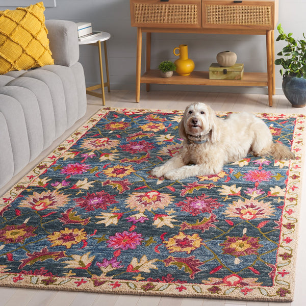 Safavieh Aspen Exquisite Hand-tufted Area Rug With Vibrant Patterns For Modern And Traditional Decor Navy ,Red 85% Wool,15% Cotton Apn103n-5