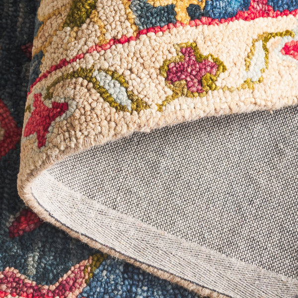 Safavieh Aspen Hand-tufted Runner Rug In Vibrant Teal And Pink – Elegant Floral & Geometric Design For Any Space Navy ,Red 85% Wool,15% Cotton Apn103n-6