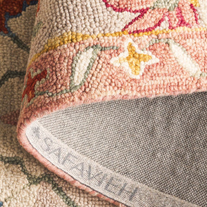 Safavieh Aspen Hand-tufted Runner Rug In Vibrant Teal And Pink – Elegant Floral & Geometric Design For Any Space Ivory ,Rust 85% Wool,15% Cotton Apn103p-8