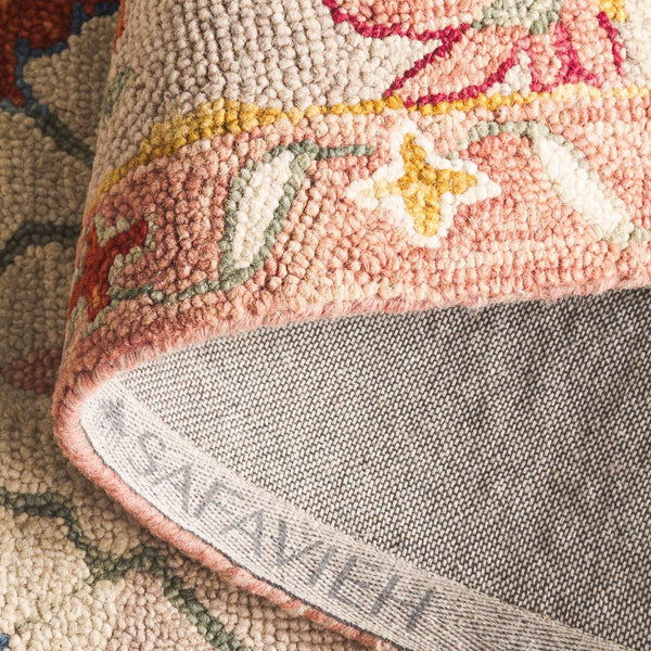 Safavieh Aspen Hand-tufted Runner Rug In Vibrant Teal And Pink – Elegant Floral & Geometric Design For Any Space Ivory ,Rust 85% Wool,15% Cotton Apn103p-8