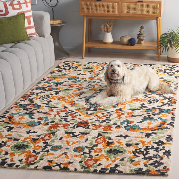 Safavieh Aspen Hand-tufted Floral Rug - Elegant Wool Blend For High-traffic Areas, Perfect For Home Décor Ivory ,Pink 85% Wool,15% Cotton Apn104a-5r