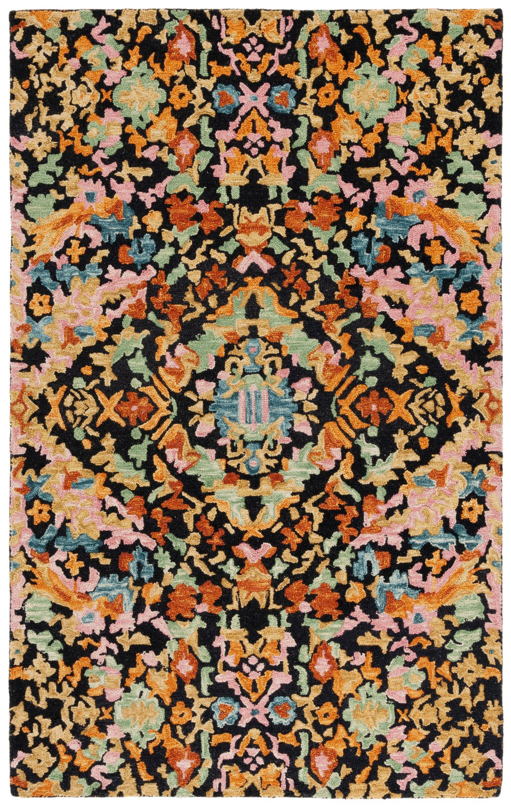 Safavieh Aspen Hand-tufted Traditional Area Rug – Luxurious Wool & Cotton Blend For Timeless Elegance Black ,Rust 85% Wool,15% Cotton Apn104p-5