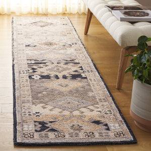 Safavieh Aspen Hand-Tufted Wool Runner Oriental Pattern Hallway Rug in Charcoal Beige 2'-3" x 9'-0" APN105H-29