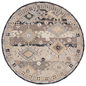 Safavieh Aspen Hand-Tufted Wool Runner Oriental Pattern Hallway Rug in Charcoal Beige 5'-0" x 5'-0" (Round) APN105H-5R