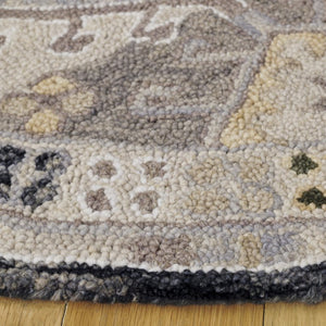 Safavieh Aspen Hand-Tufted Wool Runner Oriental Pattern Hallway Rug in Charcoal Beige 5'-0" x 5'-0" (Round) APN105H-5R