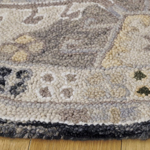 Safavieh Aspen Hand-Tufted Wool Runner Oriental Pattern Hallway Rug in Charcoal Beige 5'-0" x 5'-0" (Round) APN105H-5R