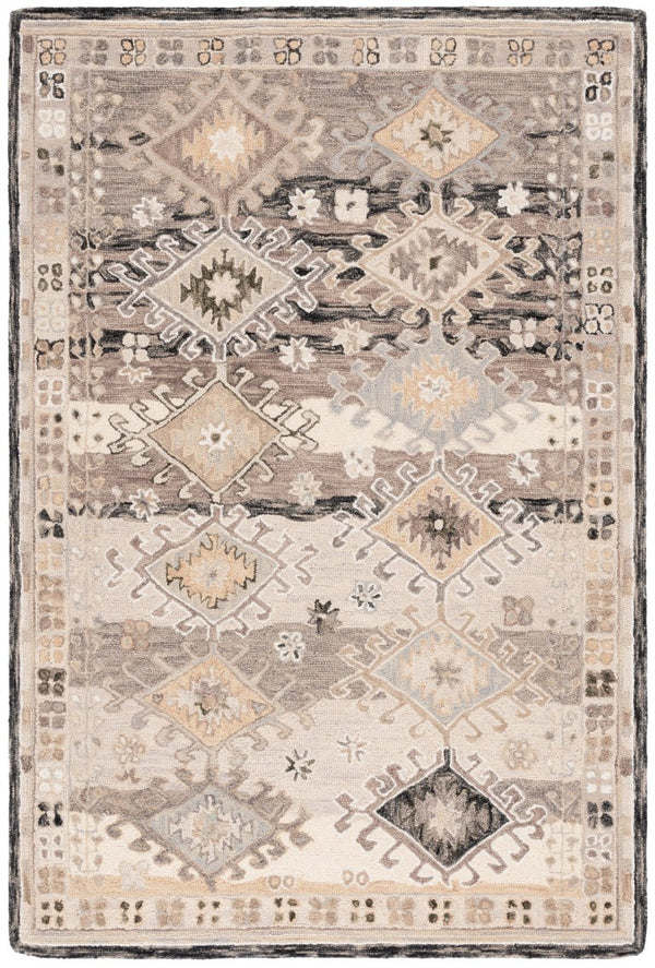 Safavieh Aspen Hand-Tufted Wool Runner Oriental Pattern Hallway Rug in Charcoal Beige 6'-0" x 9'-0" APN105H-6