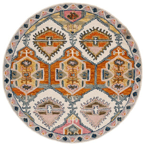 Safavieh Aspen Hand Tufted Wool Accent Rug Bohemian Geometric Pattern for Entryways and Bedrooms 5'-0" x 5'-0" - Round APN106Q-5R