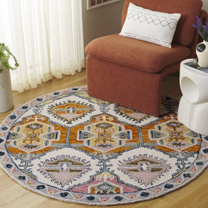 Safavieh Aspen Hand Tufted Wool Accent Rug Bohemian Geometric Pattern for Entryways and Bedrooms 5'-0" x 5'-0" - Round APN106Q-5R