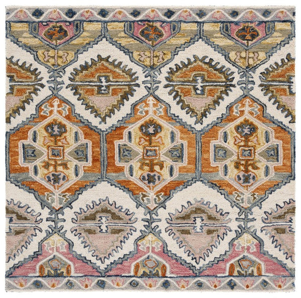 Safavieh Aspen Hand Tufted Wool Accent Rug Bohemian Geometric Pattern for Entryways and Bedrooms 5'-0" x 5'-0" - Square APN106Q-5SQ