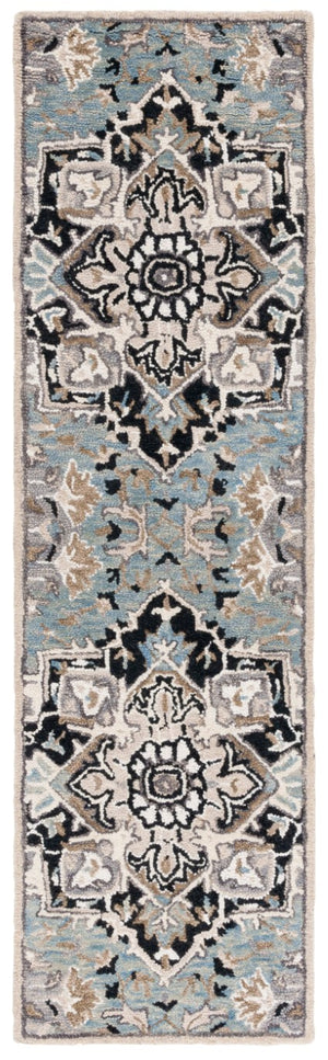 Safavieh Aspen Hand Tufted Wool Oriental Runner Rug Artisan Woven Hallway Accent in Blue 2'-3" x 8'-0" APN107M-28