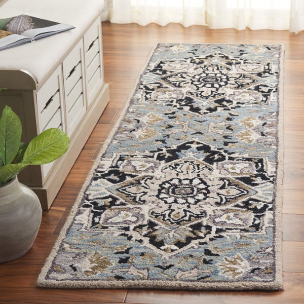 Safavieh Aspen Hand Tufted Wool Oriental Runner Rug Artisan Woven Hallway Accent in Blue 2'-3" x 8'-0" APN107M-28