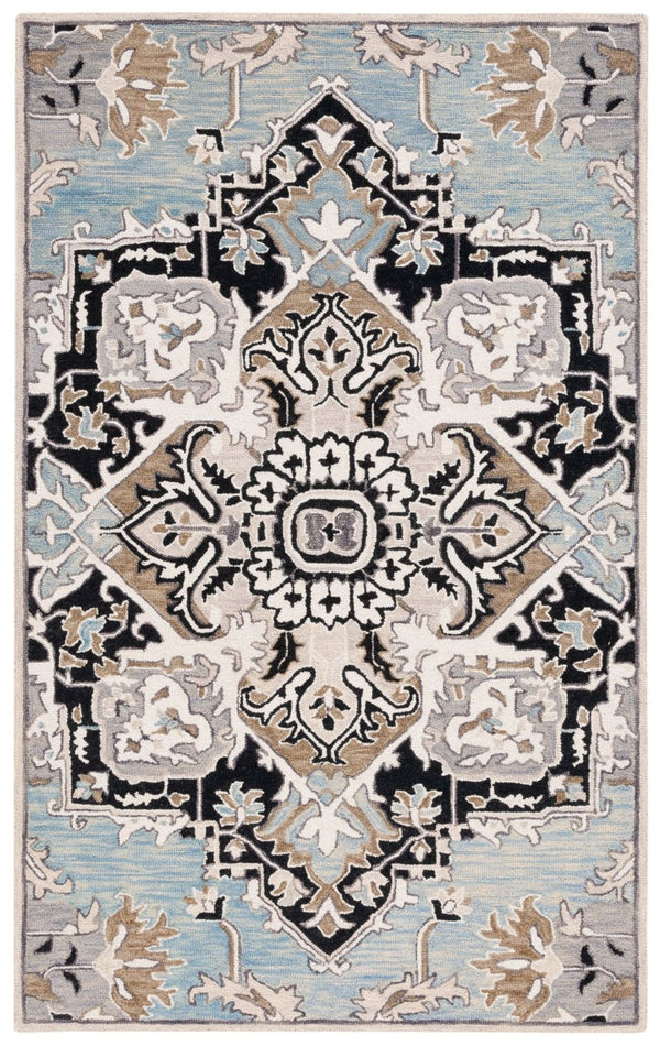 Safavieh Aspen Hand Tufted Wool Oriental Runner Rug Artisan Woven Hallway Accent in Blue 5'-0" x 8'-0" APN107M-5