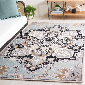 Safavieh Aspen Hand Tufted Wool Oriental Runner Rug Artisan Woven Hallway Accent in Blue 5'-0" x 8'-0" APN107M-5