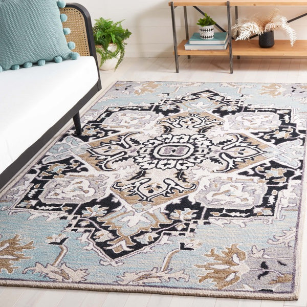 Safavieh Aspen Hand Tufted Wool Oriental Runner Rug Artisan Woven Hallway Accent in Blue 5'-0" x 8'-0" APN107M-5