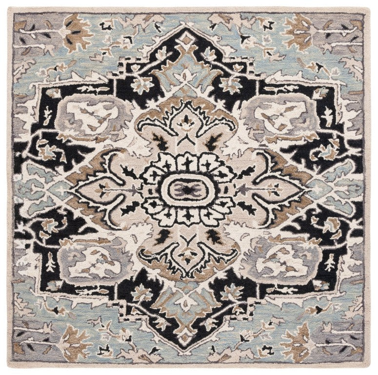 Safavieh Aspen Hand Tufted Wool Oriental Runner Rug Artisan Woven Hallway Accent in Blue 6'-0" x 6'-0" APN107M-6SQ