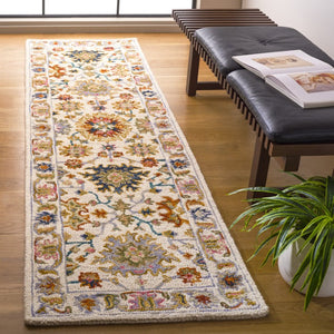 Safavieh Aspen Hand Tufted Wool Runner Ivory Blue Oriental Hallway Rug with Classic Eastern Motifs 2'-3" x 8'-0" APN109A-28