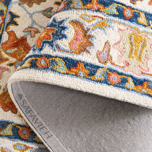 Safavieh Aspen Hand Tufted Wool Runner Ivory Blue Oriental Hallway Rug with Classic Eastern Motifs 5'-0" x 8'-0" APN109A-5