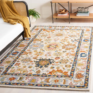 Safavieh Aspen Hand Tufted Wool Runner Ivory Blue Oriental Hallway Rug with Classic Eastern Motifs 5'-0" x 8'-0" APN109A-5