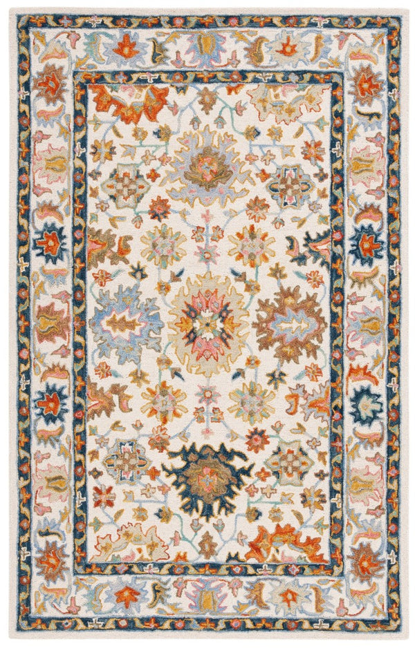 Safavieh Aspen Hand Tufted Wool Runner Ivory Blue Oriental Hallway Rug with Classic Eastern Motifs 6'-0" x 9'-0" APN109A-6