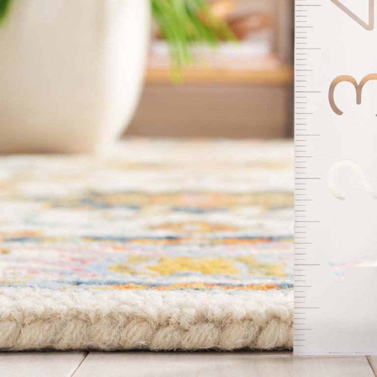 Safavieh Aspen Hand Tufted Wool Runner Ivory Blue Oriental Hallway Rug with Classic Eastern Motifs 8'-0" x 10'-0" APN109A-8