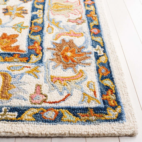 Safavieh Aspen Hand Tufted Wool Runner Ivory Blue Oriental Hallway Rug with Classic Eastern Motifs 8'-0" x 10'-0" APN109A-8