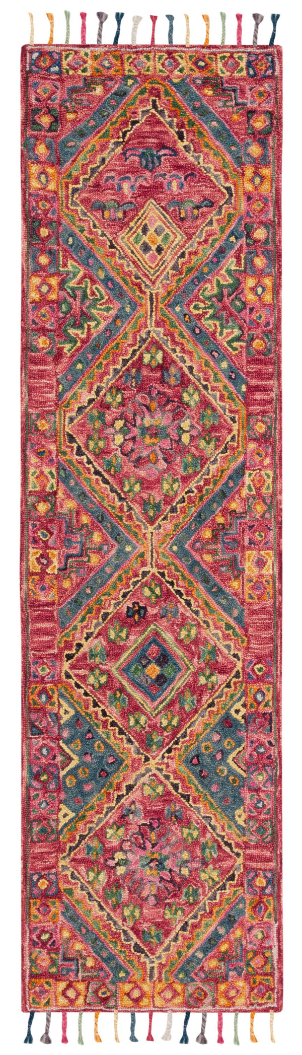 Safavieh Aspen Hand-Tufted Round Wool-Cotton Rug In Vibrant Red & Blue Boho Design For Cozy Accent Spaces 7'-0" x 7'-0" APN111Q-7R