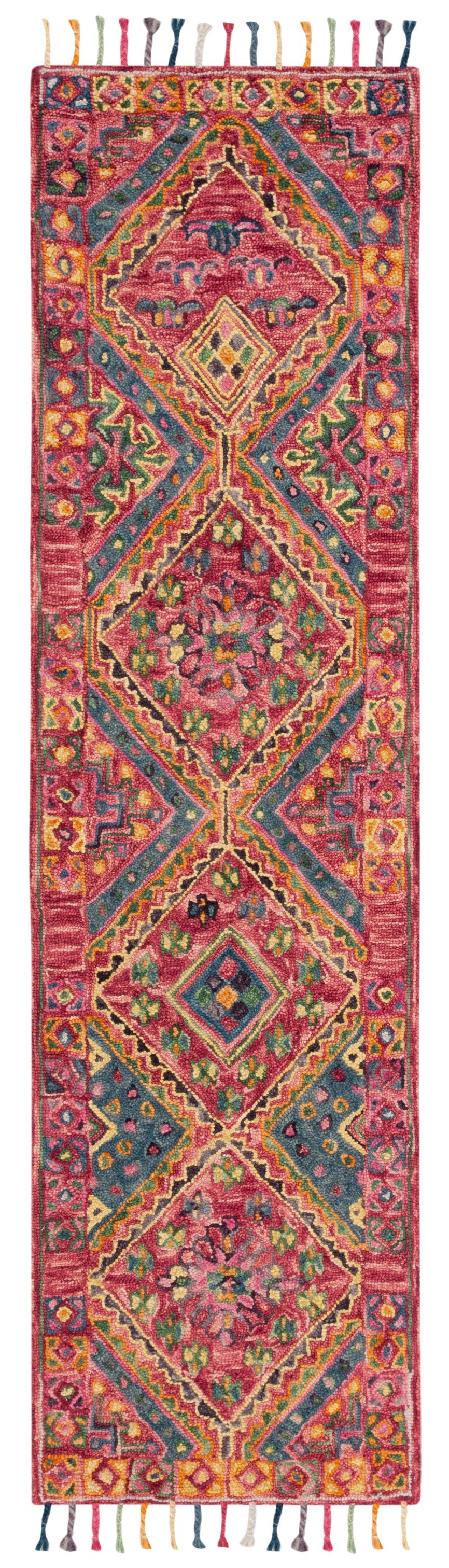 Safavieh Aspen Hand-Tufted Bohemian Accent Rug In Vibrant Red And Blue, Wool-Cotton Blend, Low Pile Durable Texture 2'-3" x 5'-0" APN111Q-25