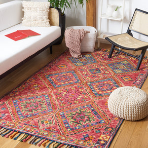 Safavieh Aspen Hand-Tufted Bohemian Accent Rug In Vibrant Red And Blue, Wool-Cotton Blend, Low Pile Durable Texture 2'-3" x 5'-0" APN111Q-25