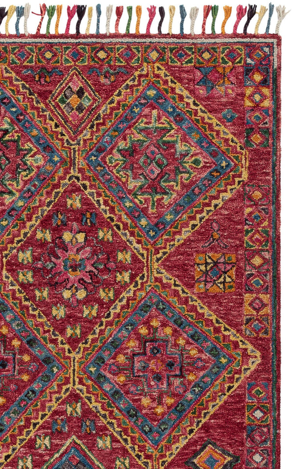 Safavieh Aspen Hand-Tufted Round Wool-Cotton Rug In Vibrant Red & Blue Boho Design For Cozy Accent Spaces 7'-0" x 7'-0" APN111Q-7R