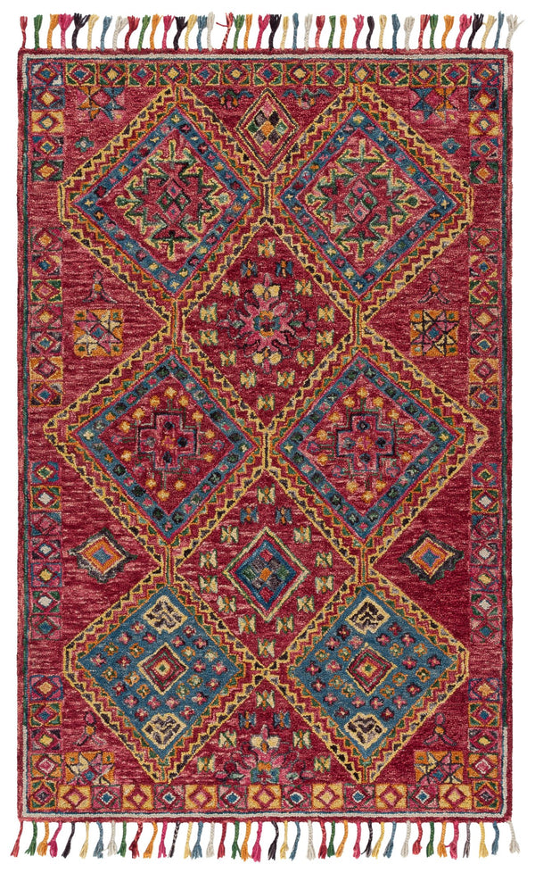 Safavieh Aspen Hand‑Tufted Wool Rug In Vibrant Red & Blue — Bohemian Oriental Texture, Durable Natural Fibers 9'-0" x 12'-0" APN111Q-9