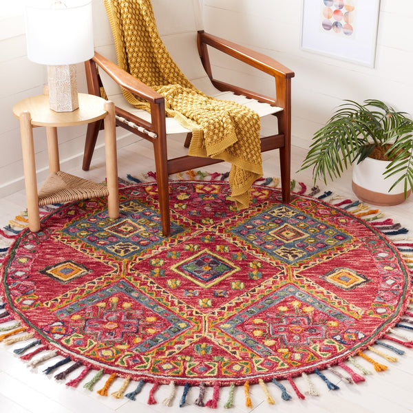 Safavieh Aspen Hand-Tufted Bohemian Runner In Vivid Red & Blue — Wool-Cotton, Low-Profile, Durable Style 2'-3" x 7'-0" APN111Q-27