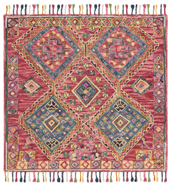 Safavieh Aspen Hand‑Tufted Wool Rug In Vibrant Red & Blue — Bohemian Oriental Texture, Durable Natural Fibers 9'-0" x 12'-0" APN111Q-9